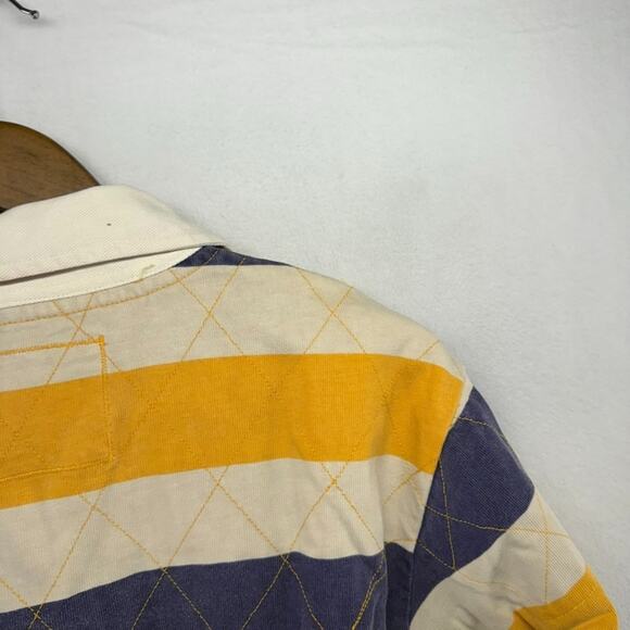 Vintage J Crew Rugby Shirt mens Small Blue Yellow Colorblock Collared Preppy 90s - Picture 11 of 13